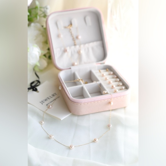 Freshwater pearl Station Necklace,Pearl bracelet,heart bracelet and earrings set - Picture 6 of 6